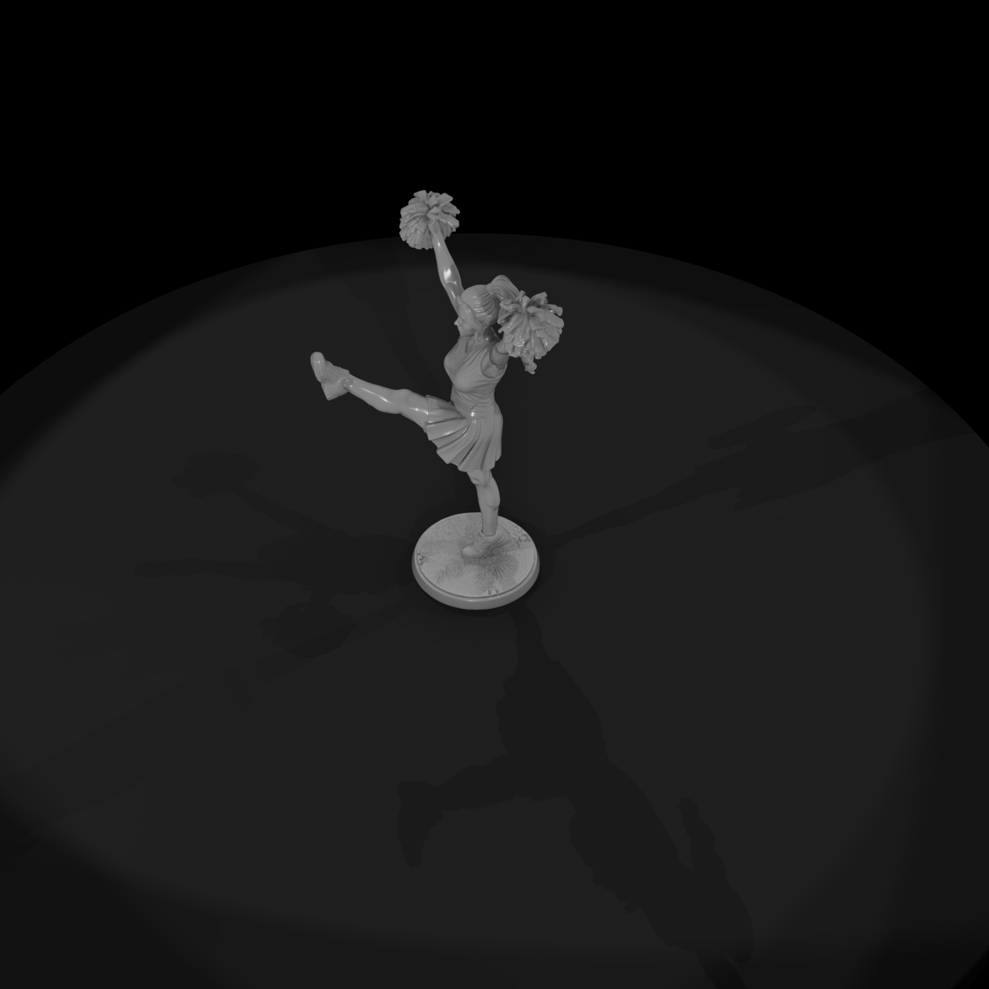 High-Kick Cheerleader with Pom-Poms