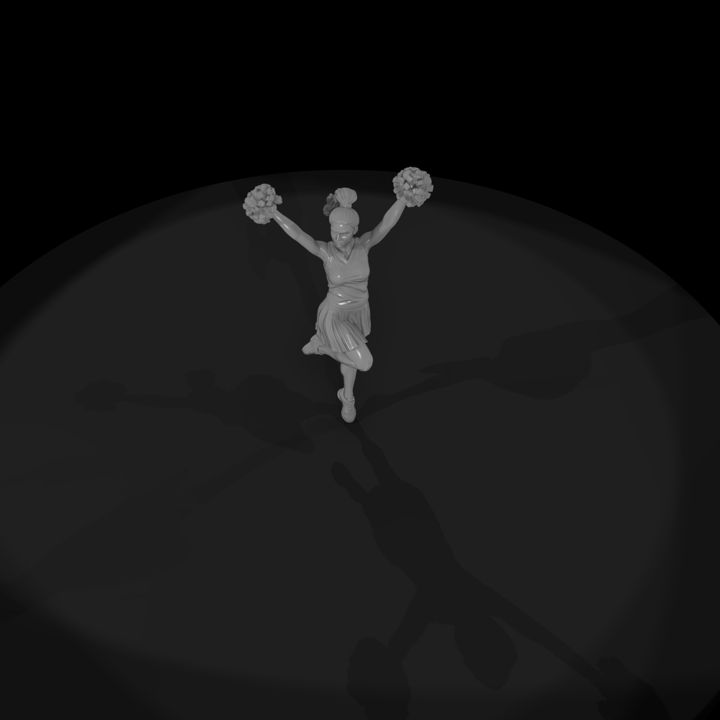 Cheerleader Jumping with Pom-Poms