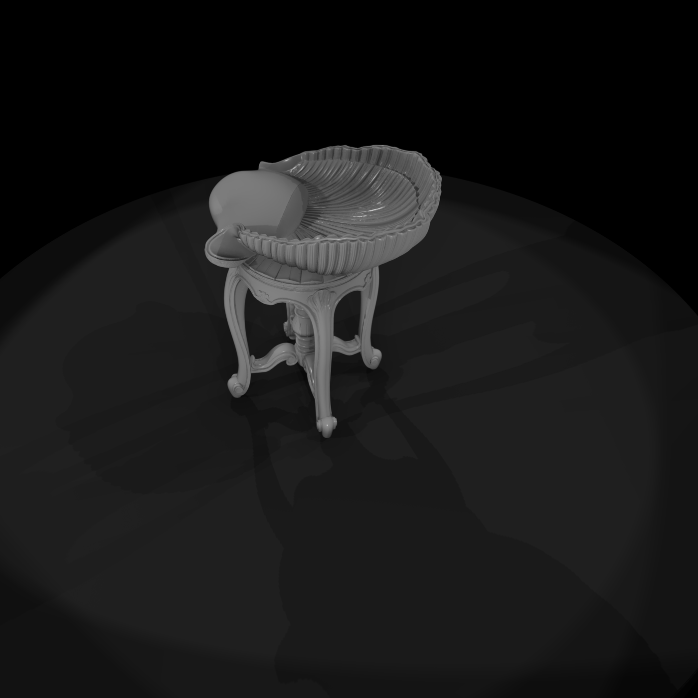 Rococo Shell-Back Vanity Stool