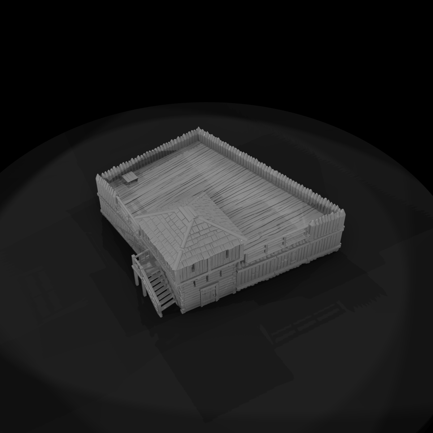 Mil 007 Wild West Fort Stockade Corner Blockhouse