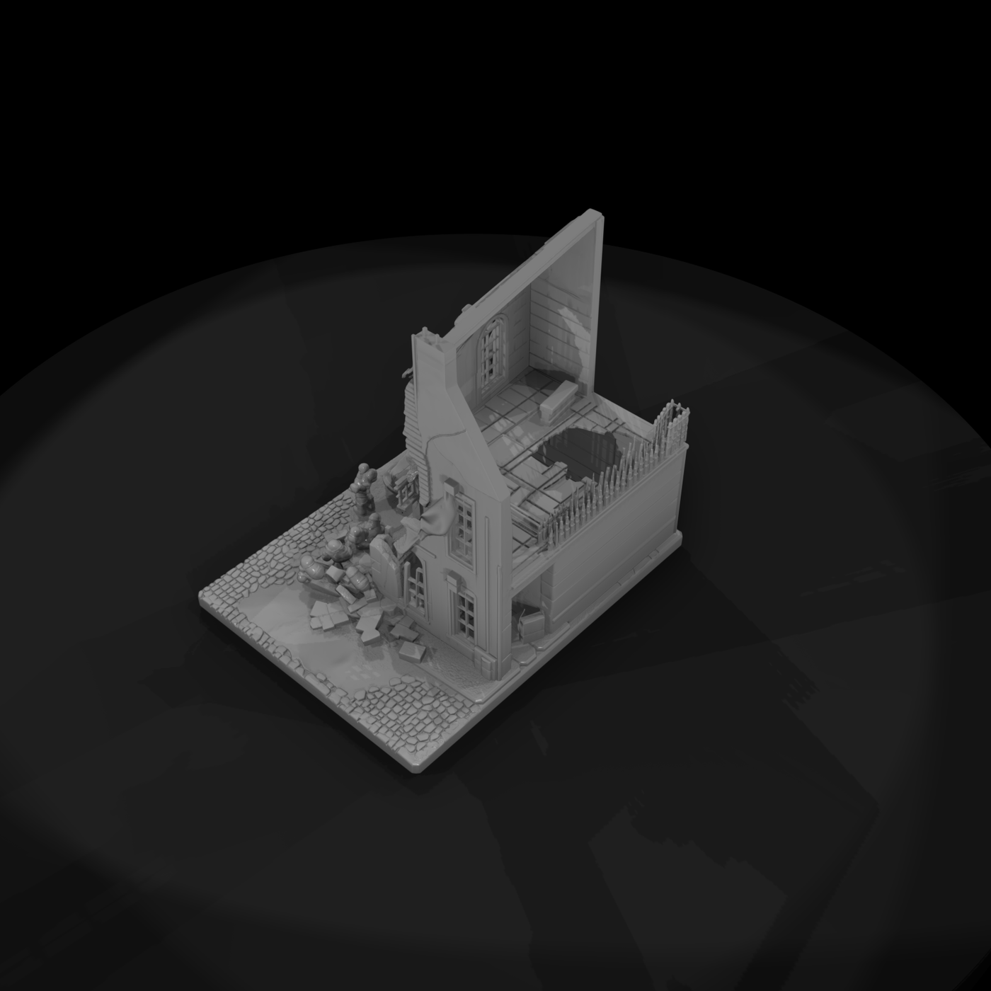 WWII Ruined Townhouse (Untextured)