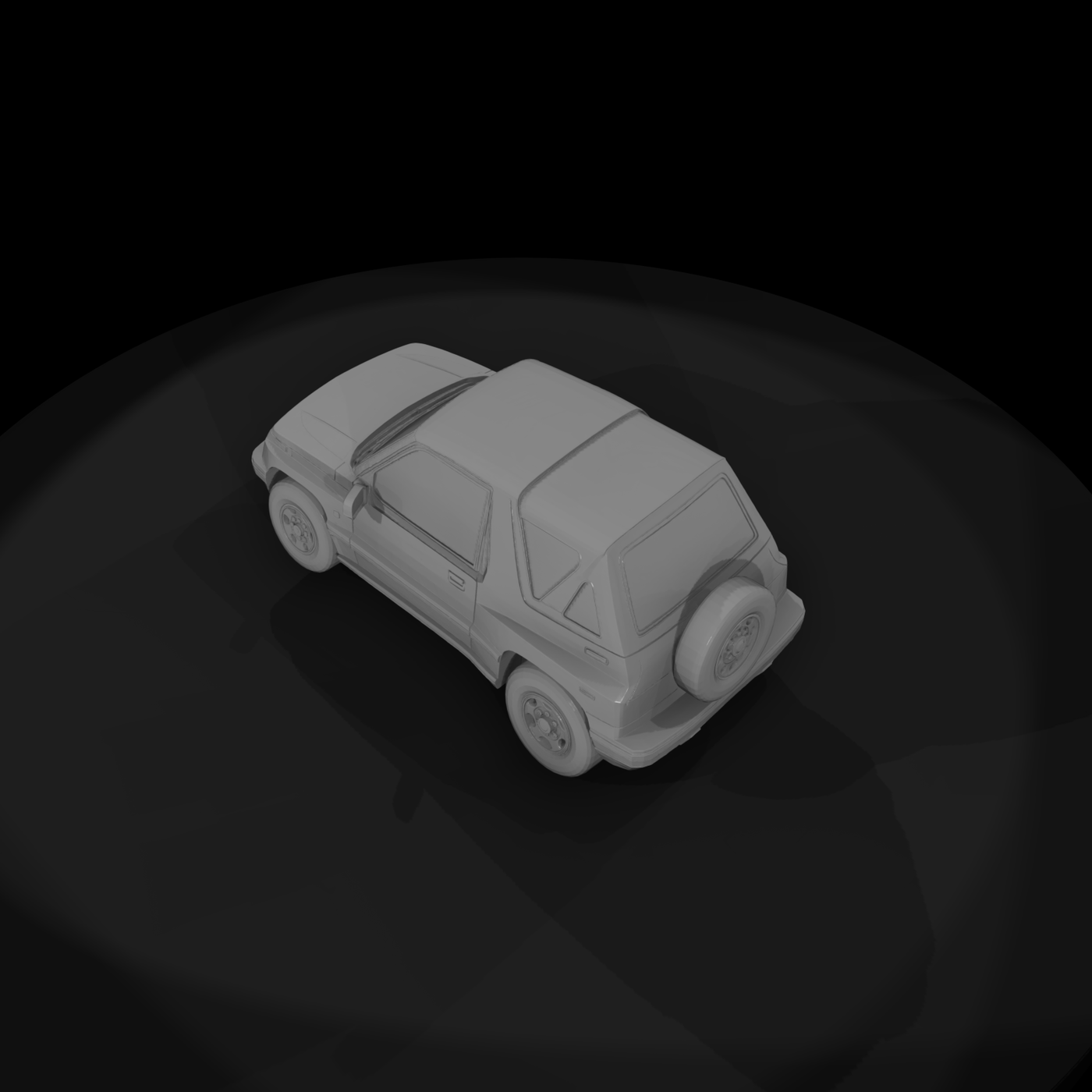 Flat Shaded Vintage 2 Door Compact Suv 3D Model 2C