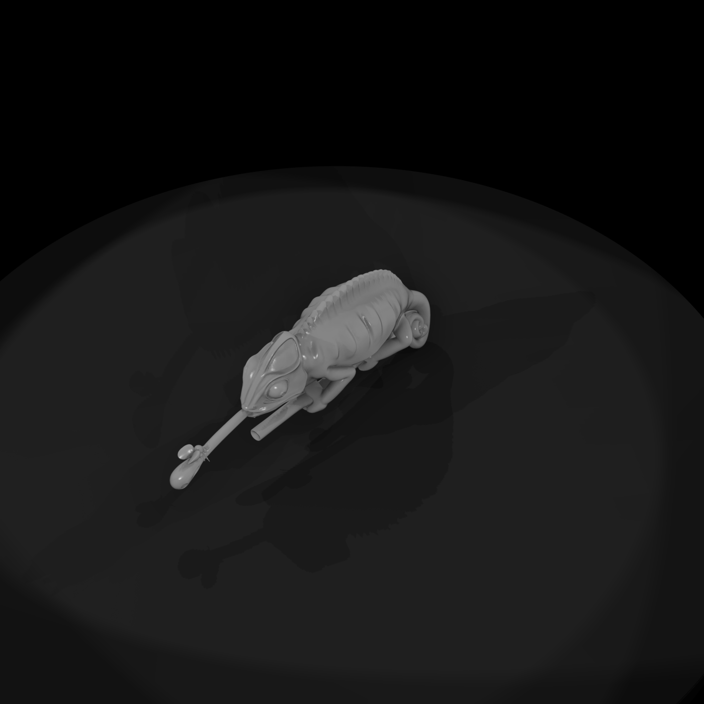 Stylized Chameleon on Branch — Figurine