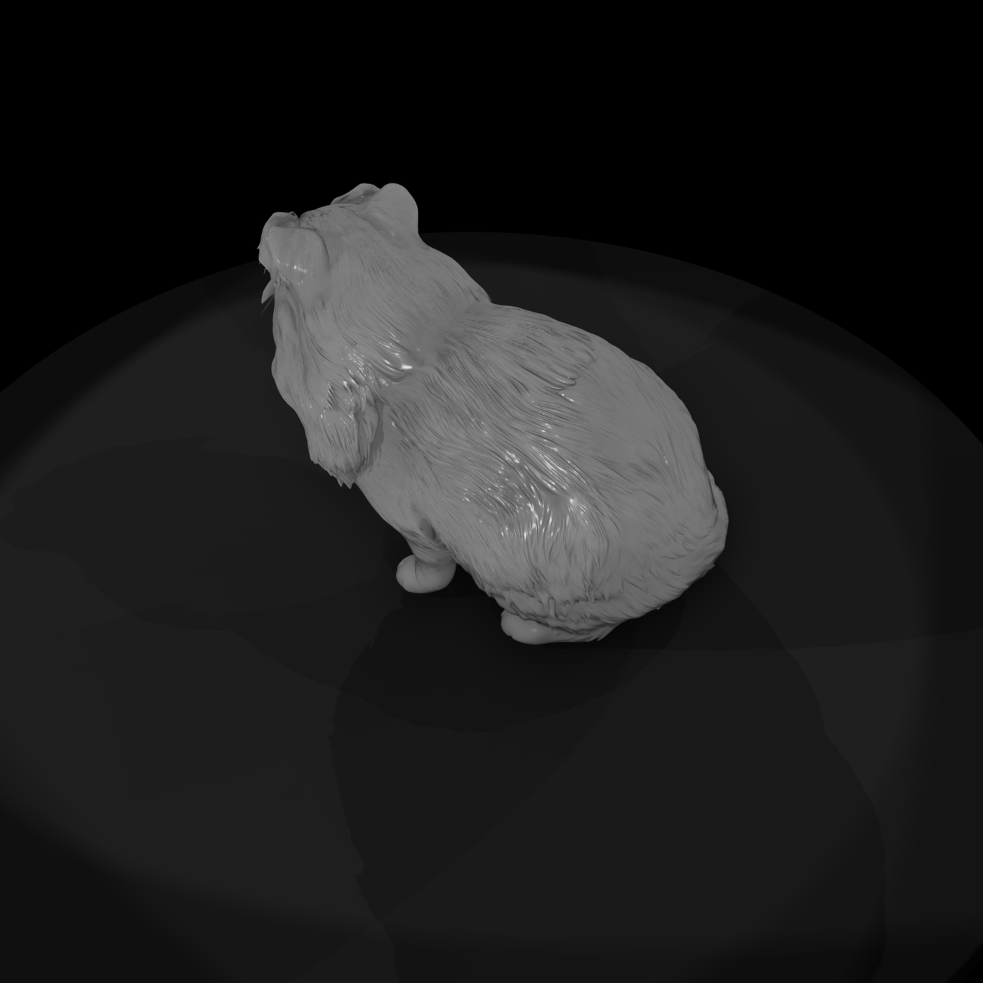 Stylized Seated Persian Cat Figurine (Longhair)