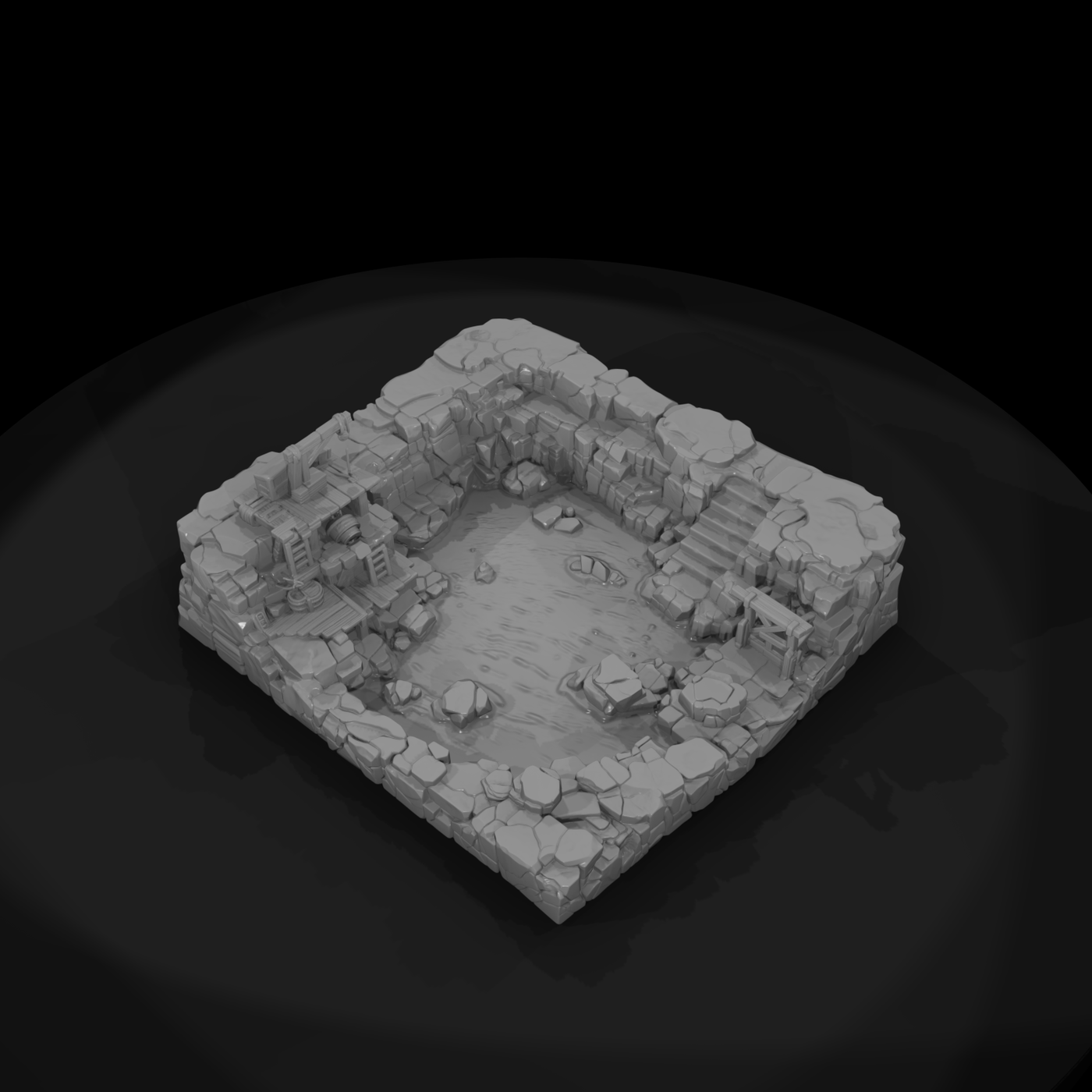 Flooded Quarry Pit with Hoist