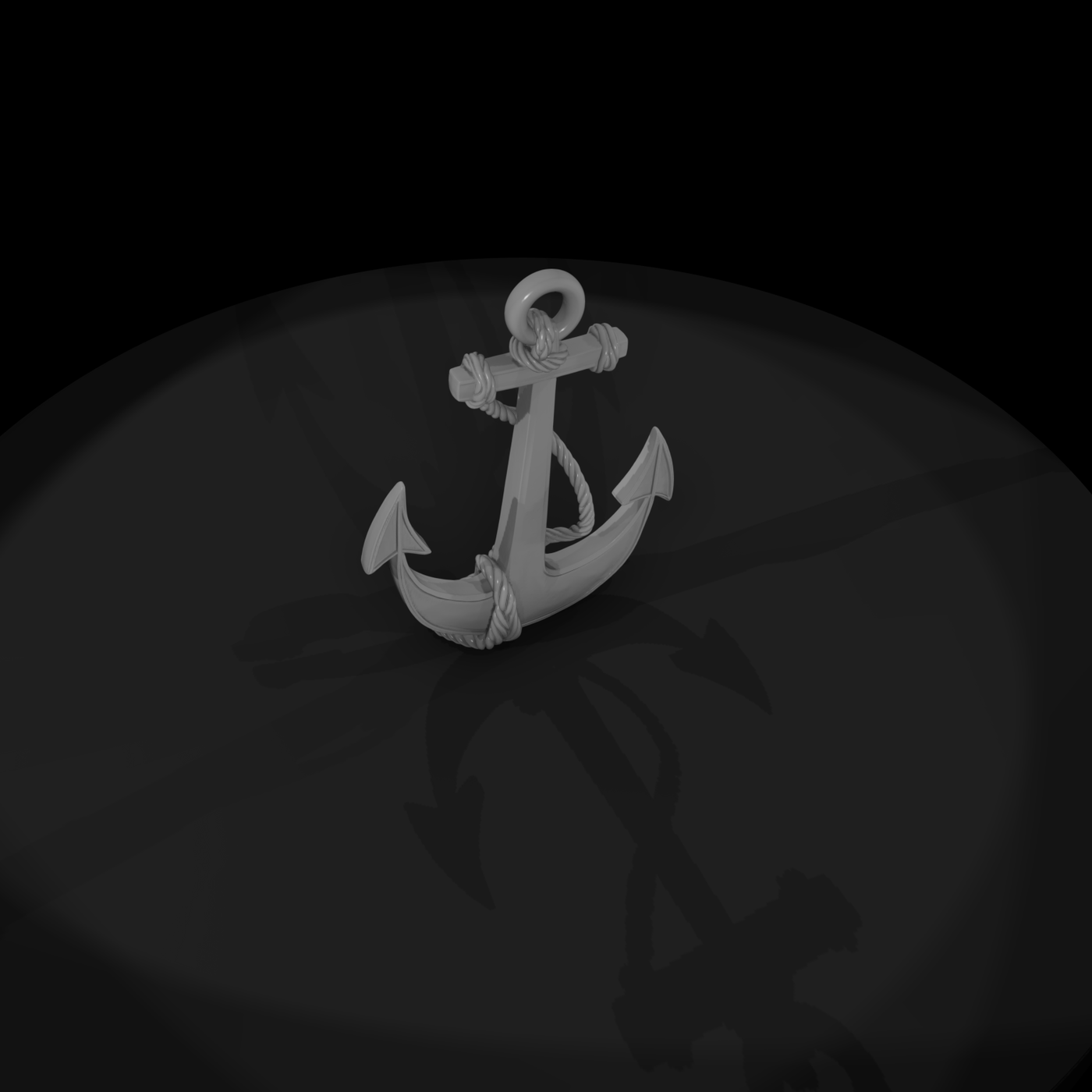 Stylized Nautical Anchor with Rope — & Display Prop