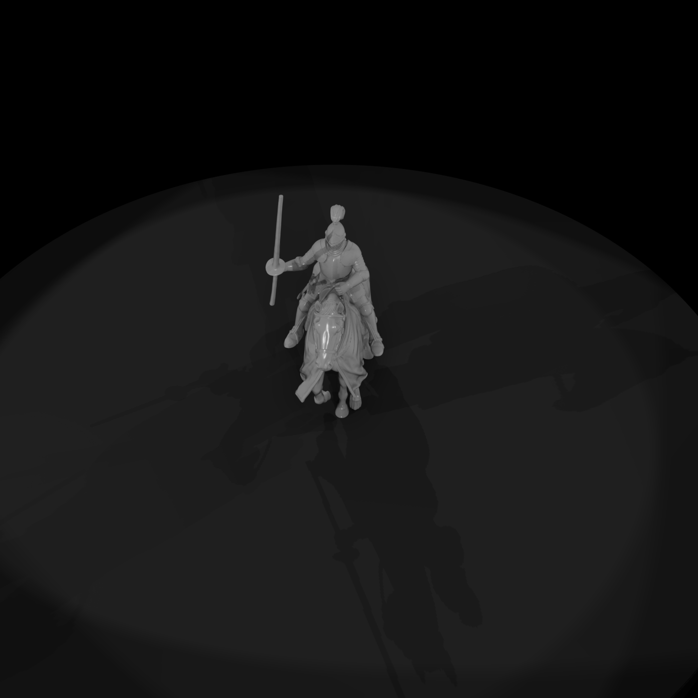 Mounted Medieval Knight with Plumed Helmet & Lance