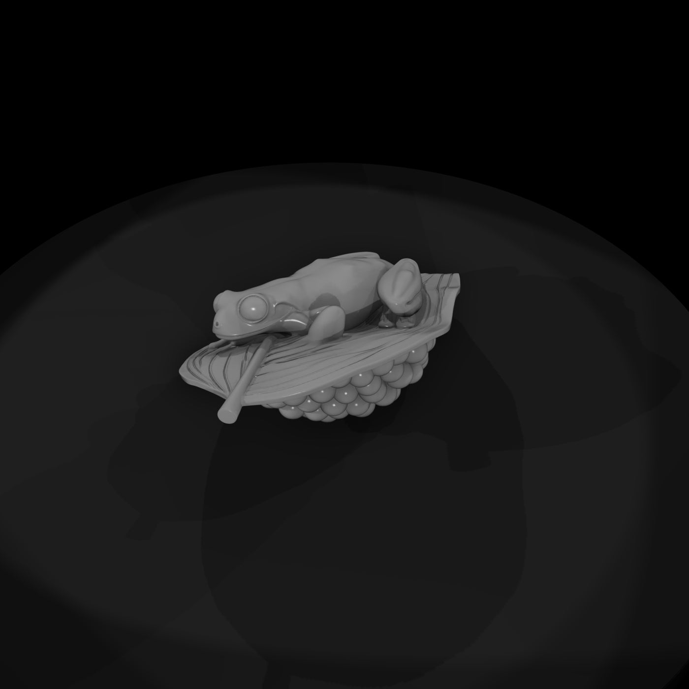 stylized-tree-frog-on-leaf-miniature-610690