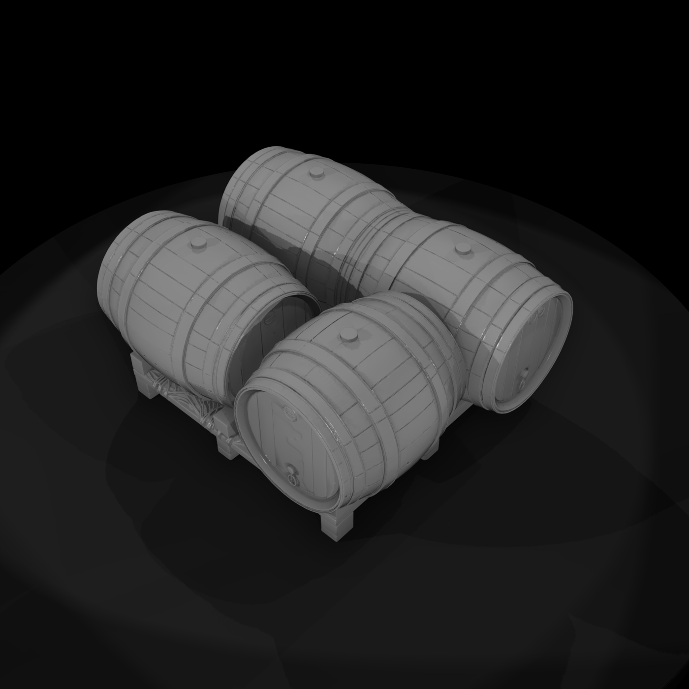 Wooden Wine Barrel Set on Pallet