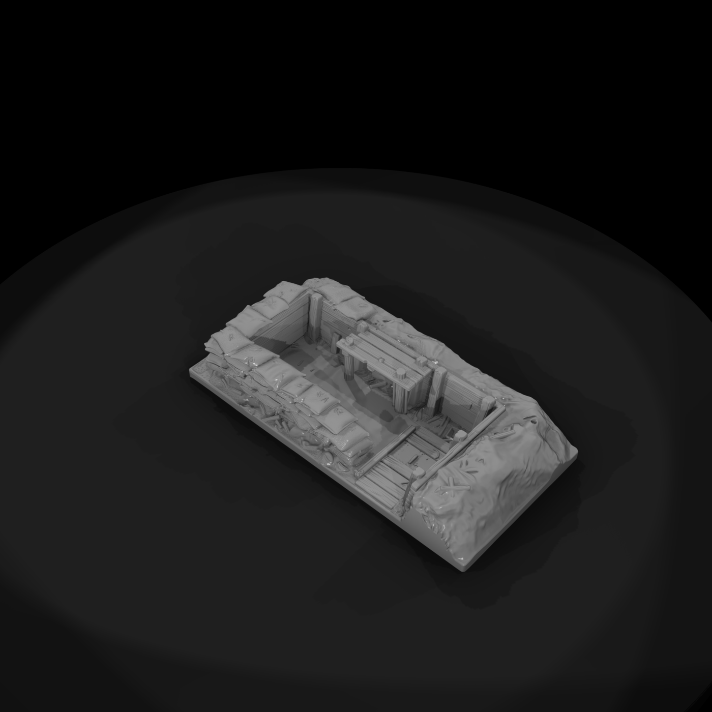 Fighting Trench Section with Sandbags