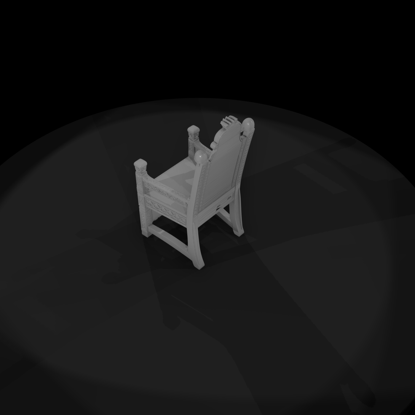 Norse Carved Medieval Throne — Highback Chair
