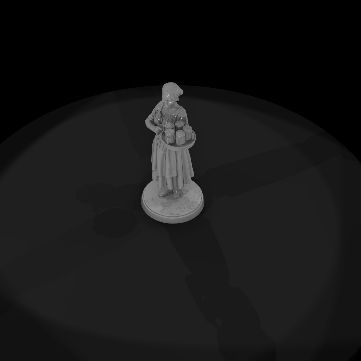 Tavern Barmaid with Beer Tray
