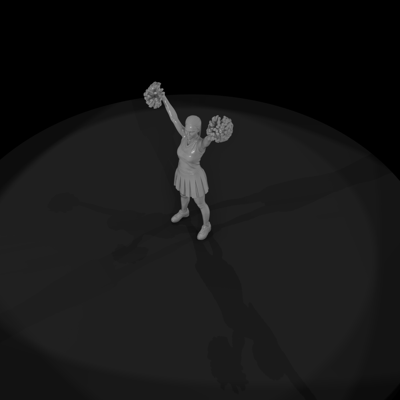 Cheerleader with Raised Pom-Poms