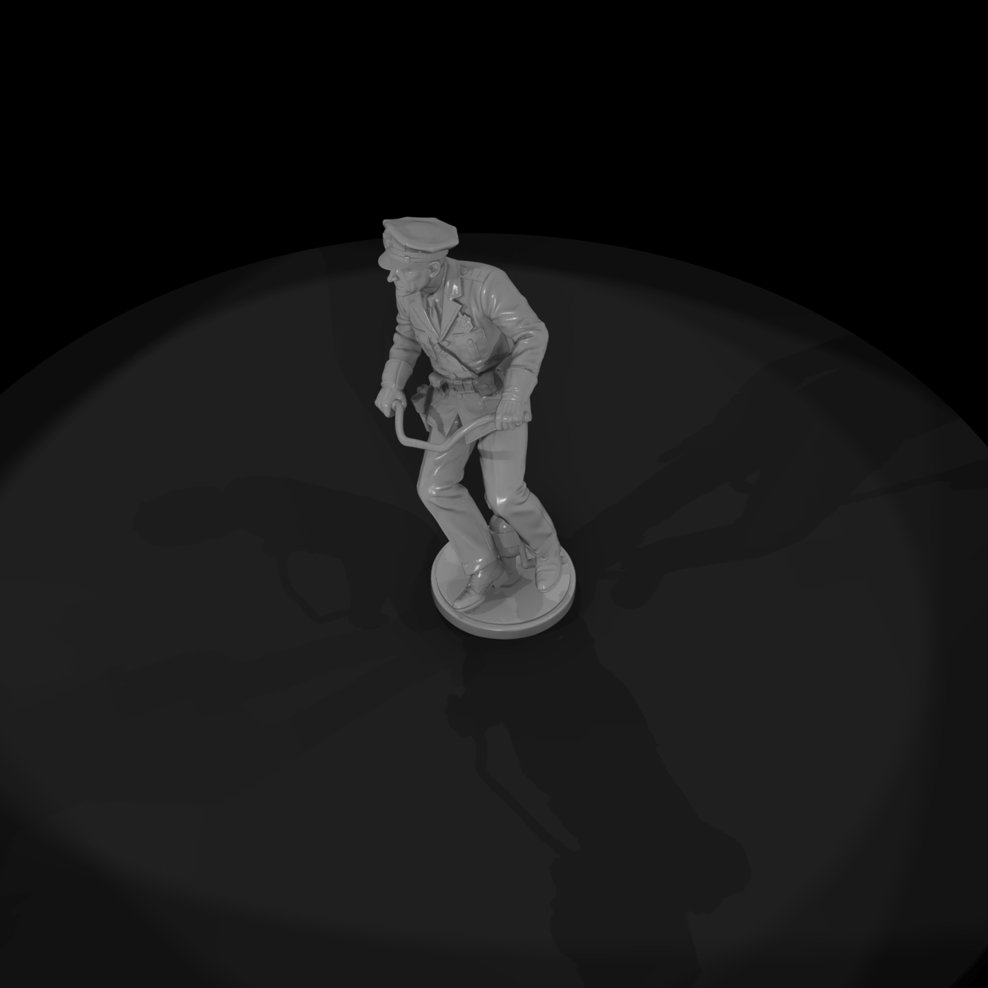 1950s Motorcycle Patrolman Riding Pose