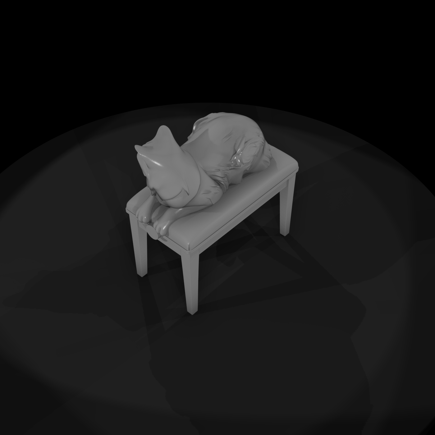 Stylized Longhair Cat on Vanity Stool
