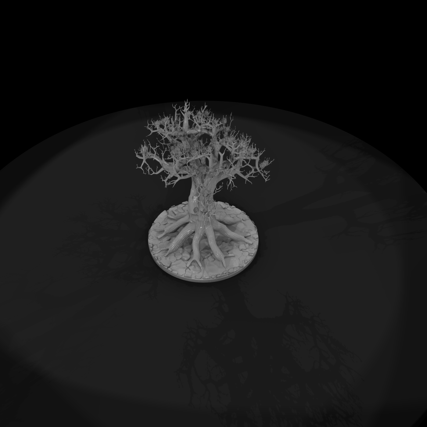 Stylized Twisted Barren Tree (Round Base)