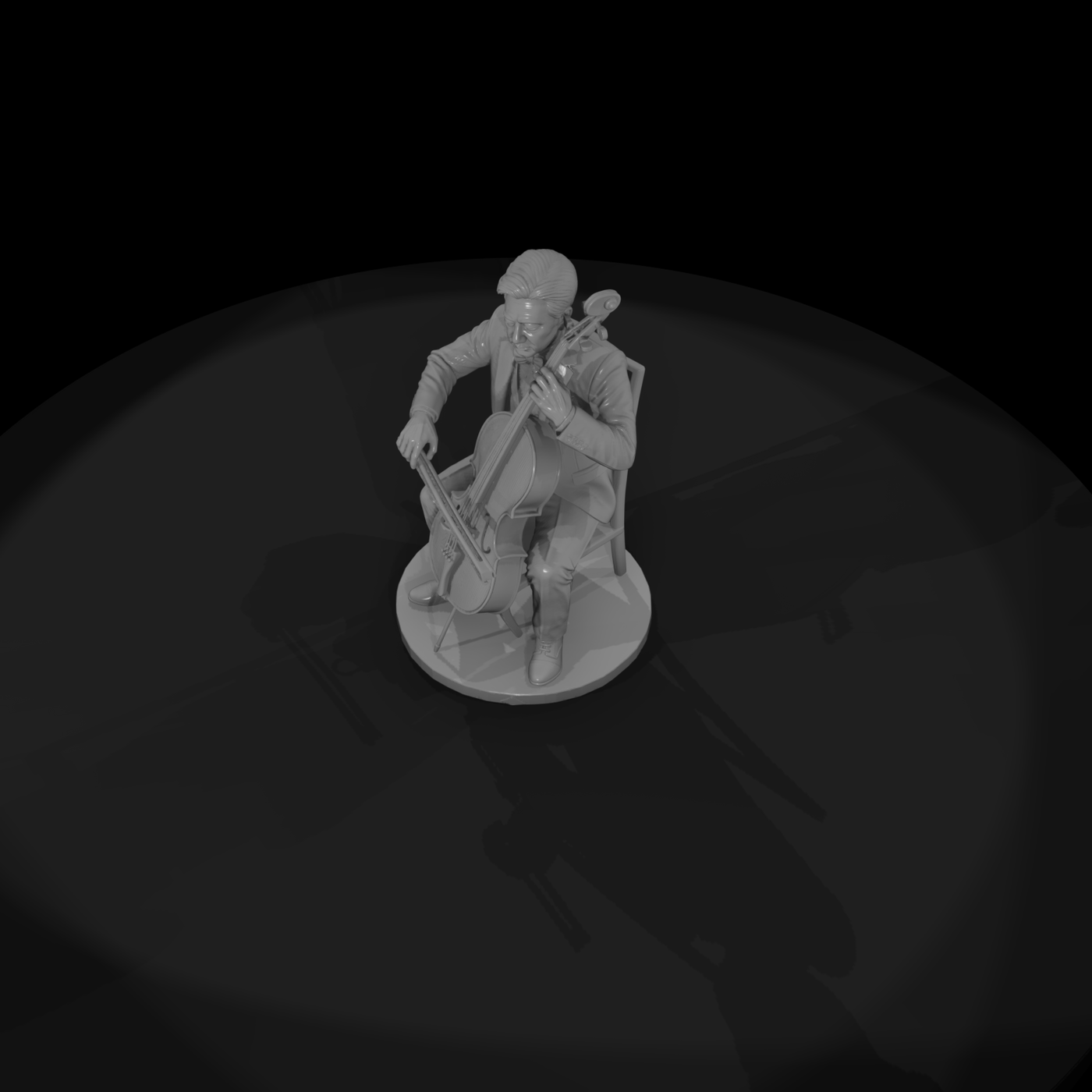 Seated Cellist in Concert Dress