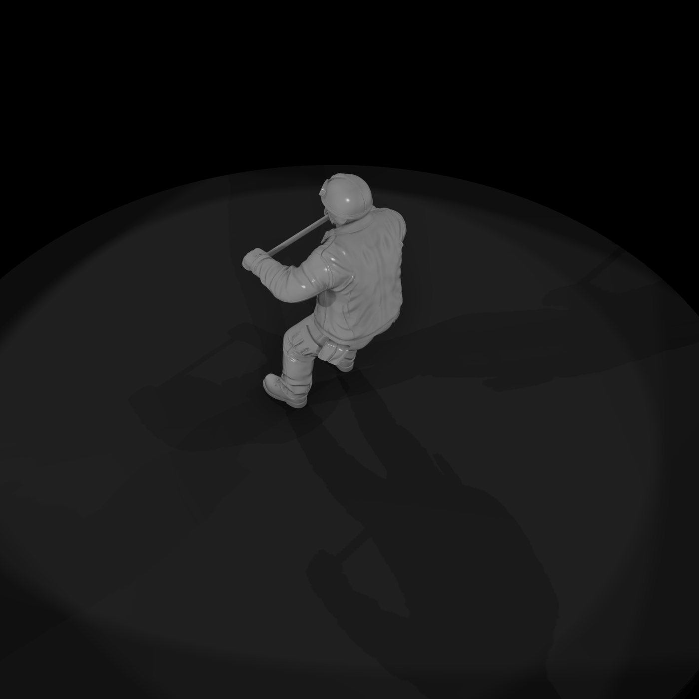 Seated Motorcycle Rider (Male) — Modern Helmeted Figure