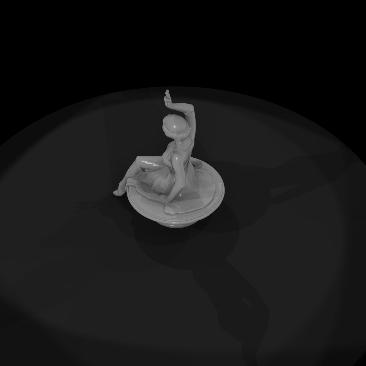 Art Deco Seated Showgirl Statue