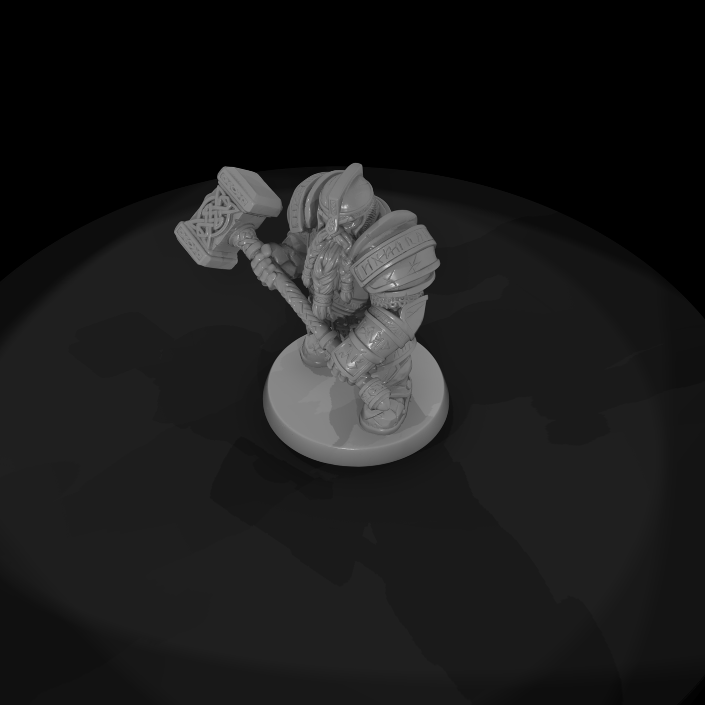 Armored Dwarf Warrior with Warhammer