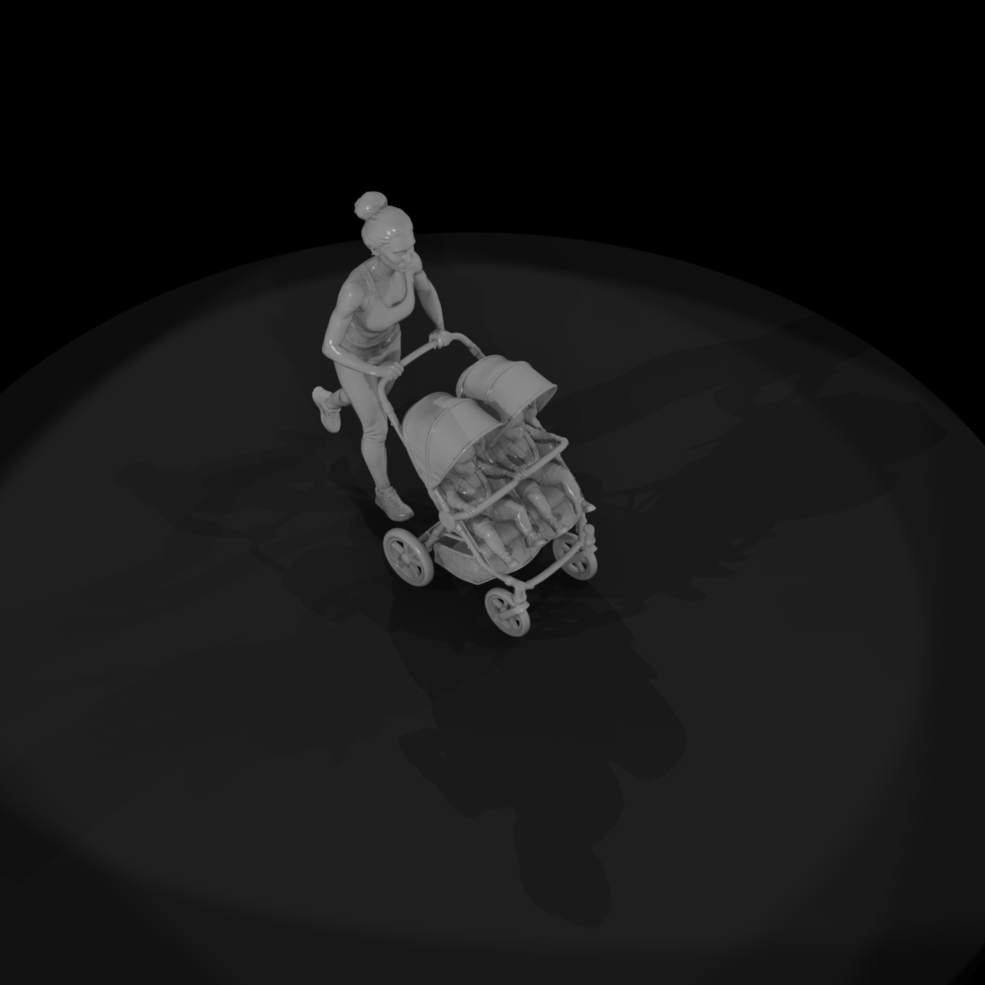 0066 Family Mom Twins Stroller