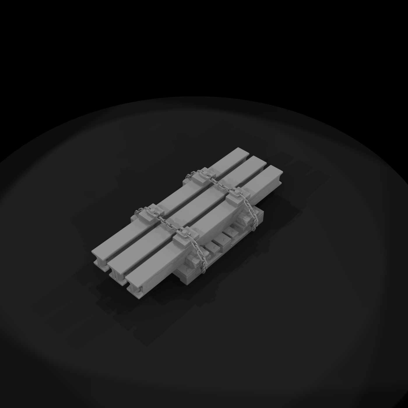 Stacked I-Beams on Pallet with Chains