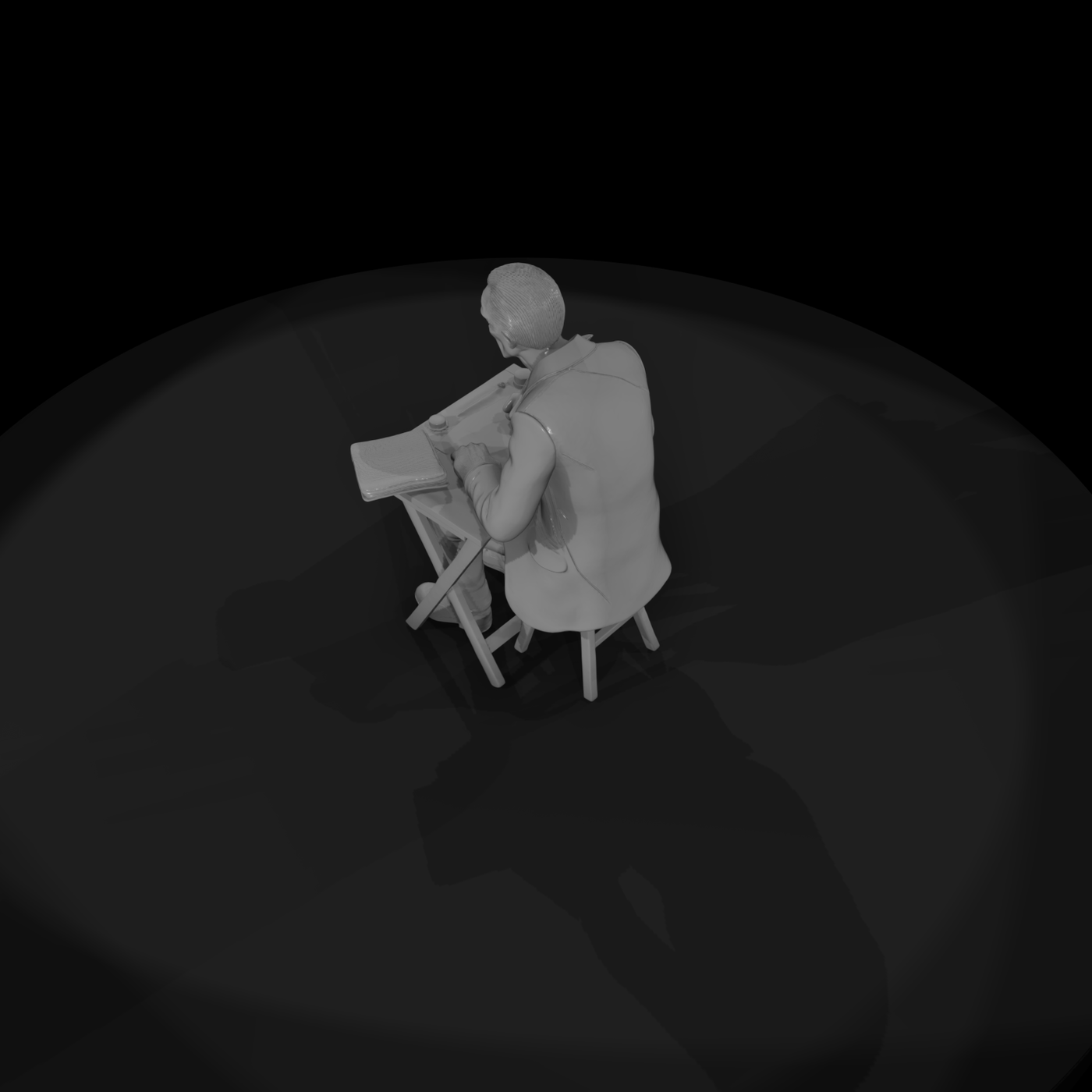 Elderly Scribe at Writing Desk
