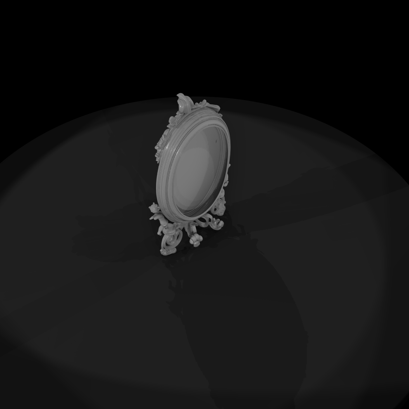 Rococo Cherub Oval Vanity Mirror