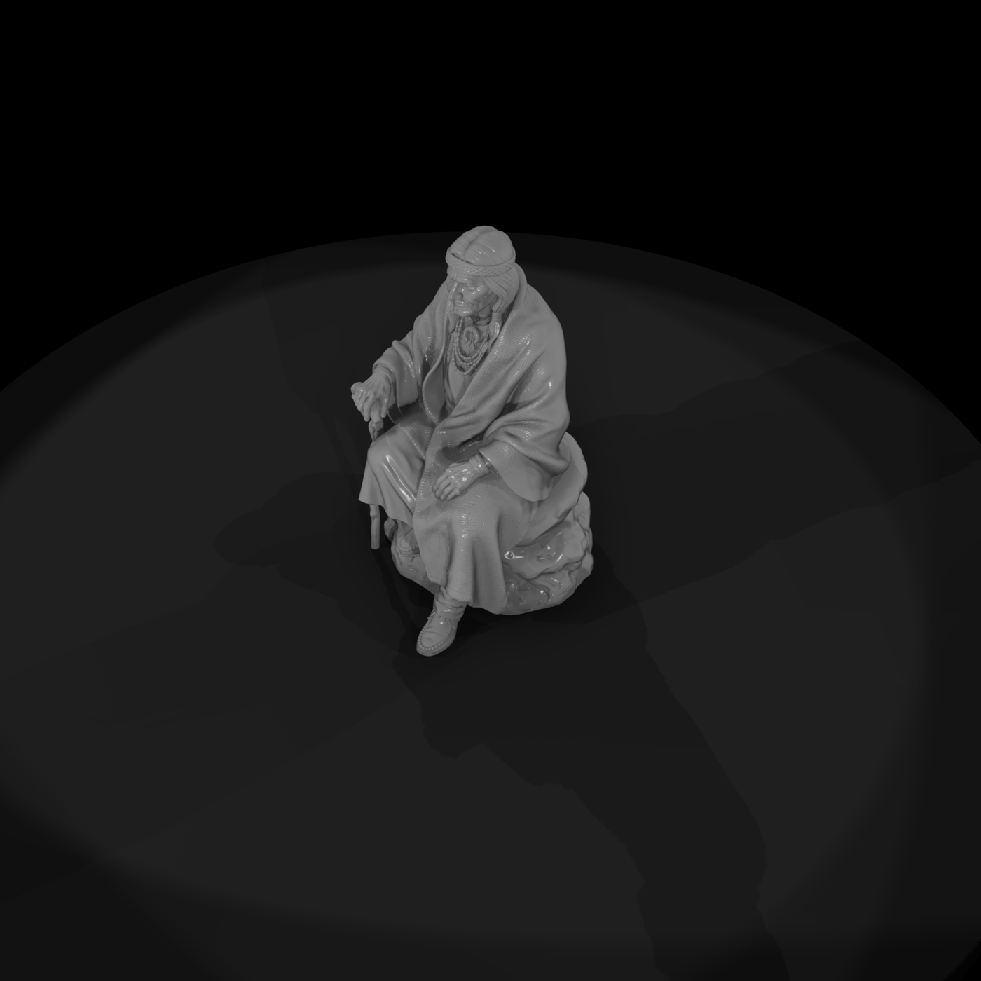 Navajo Elder Seated with Blanket