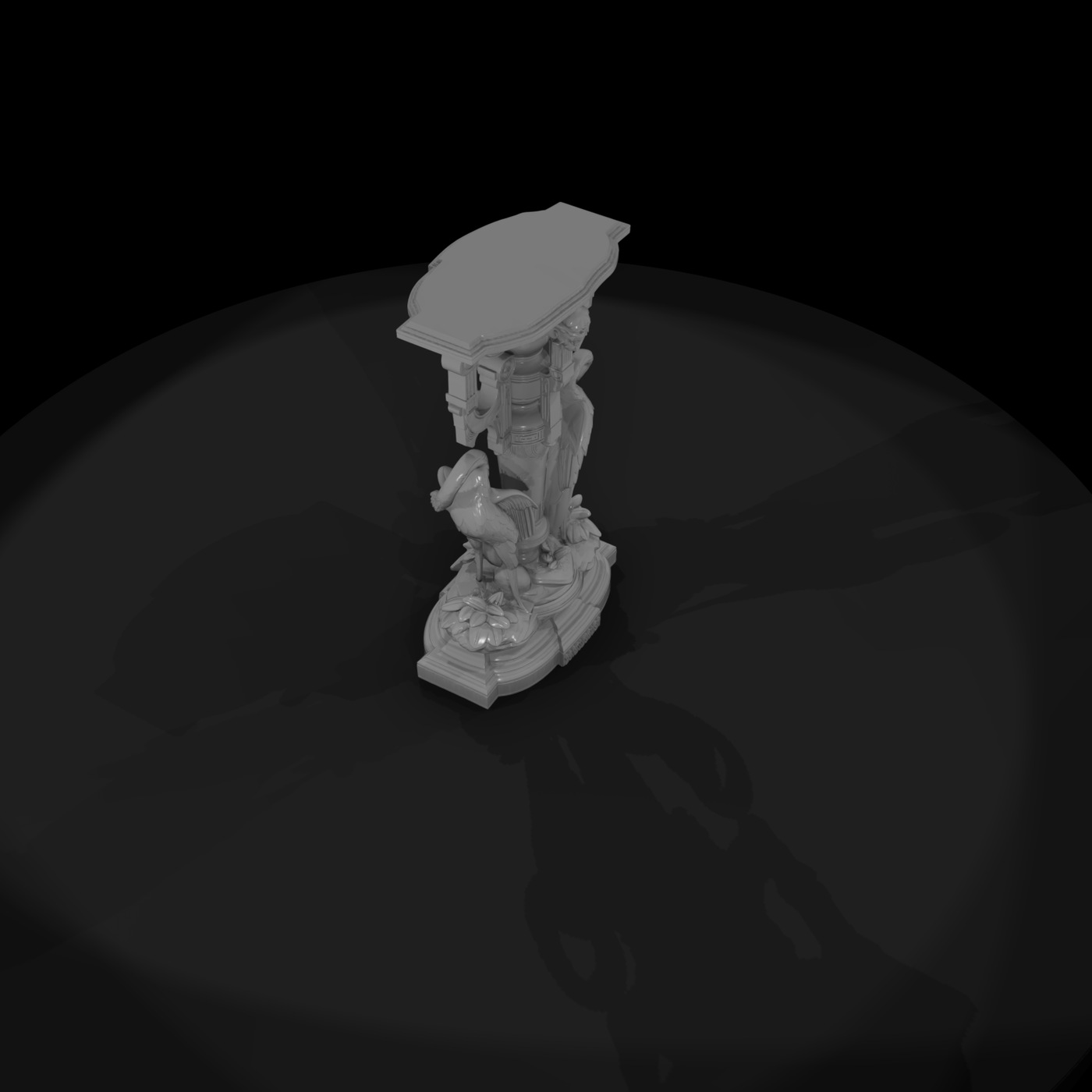 Ornate Neoclassical Crane Pedestal Stand