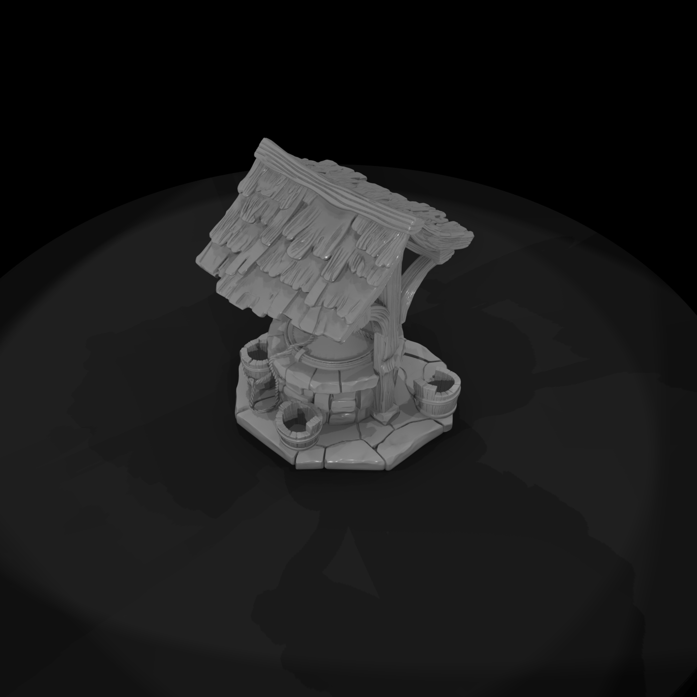 Stylized Rustic Medieval Wishing Well