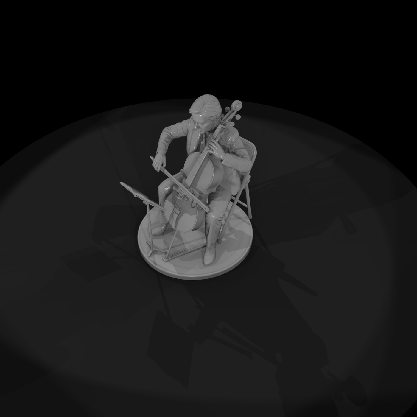 Seated Cellist with Music Stand