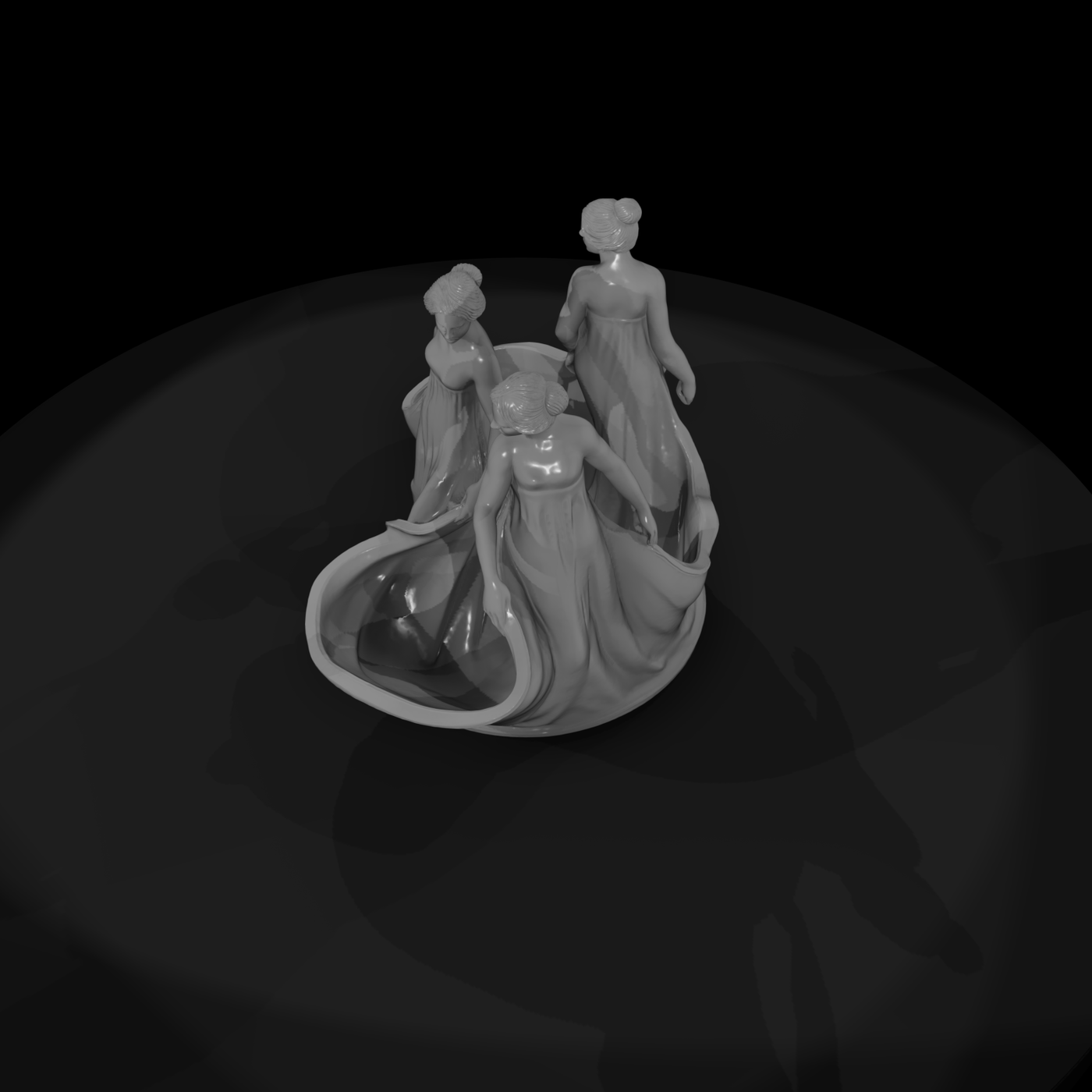 Three Draped Women Centerpiece — Statue