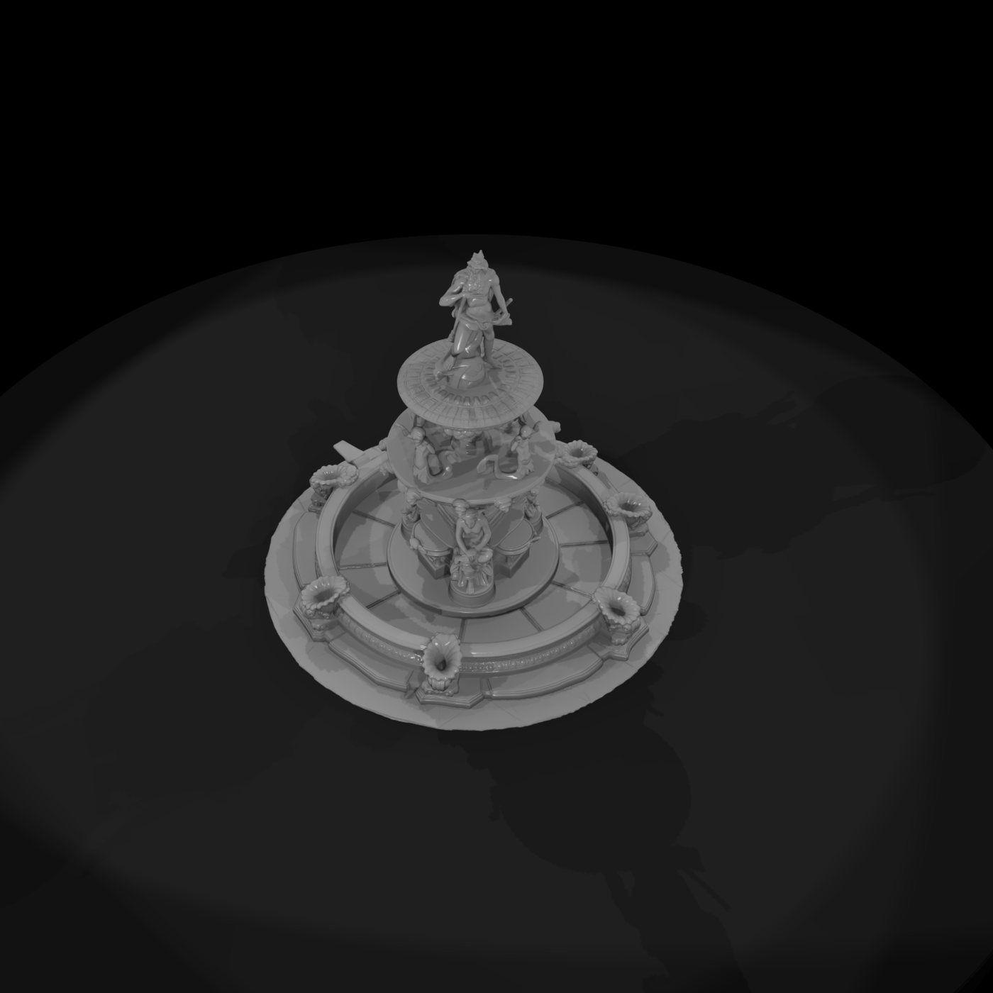 Ornate Tiered Stone Garden Fountain