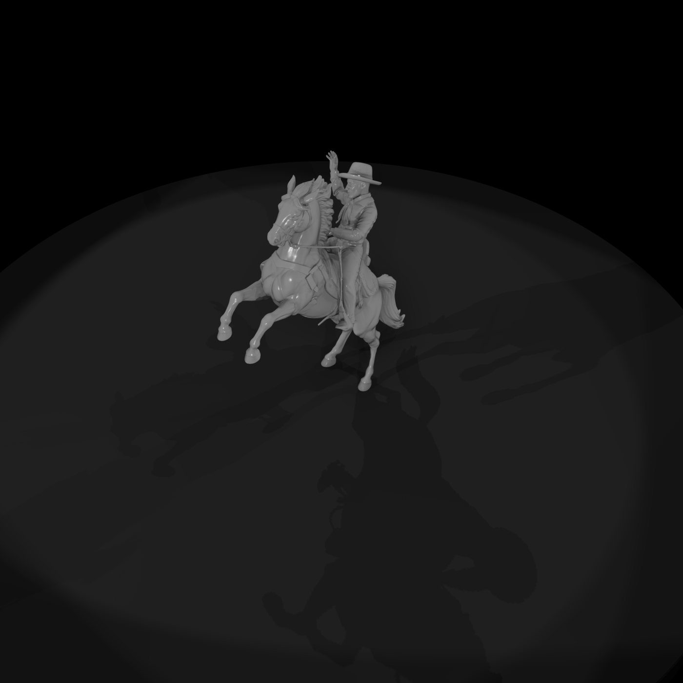 Cowboy on Rearing Horse — Western Mounted