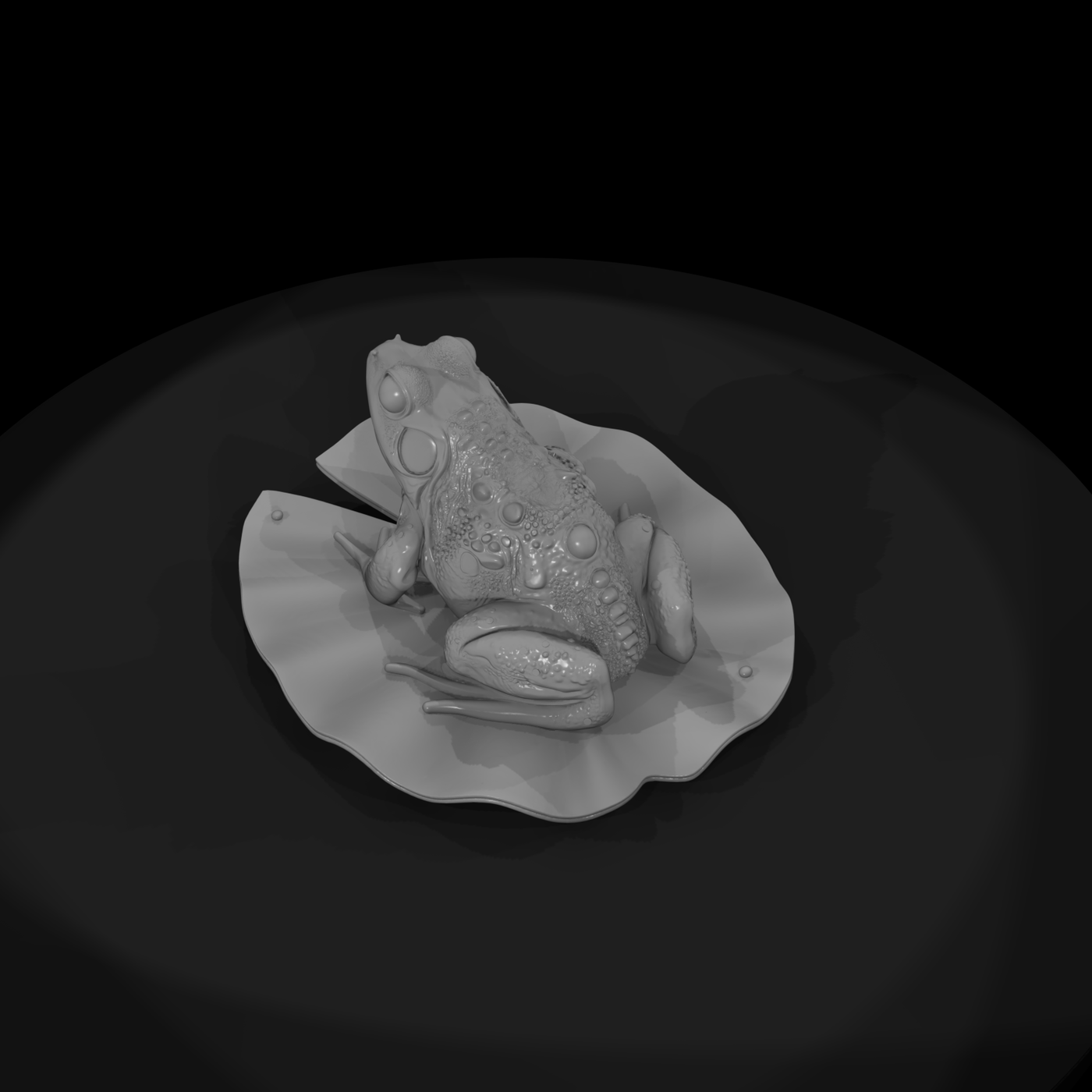 Sculpted Toad on Lily Pad