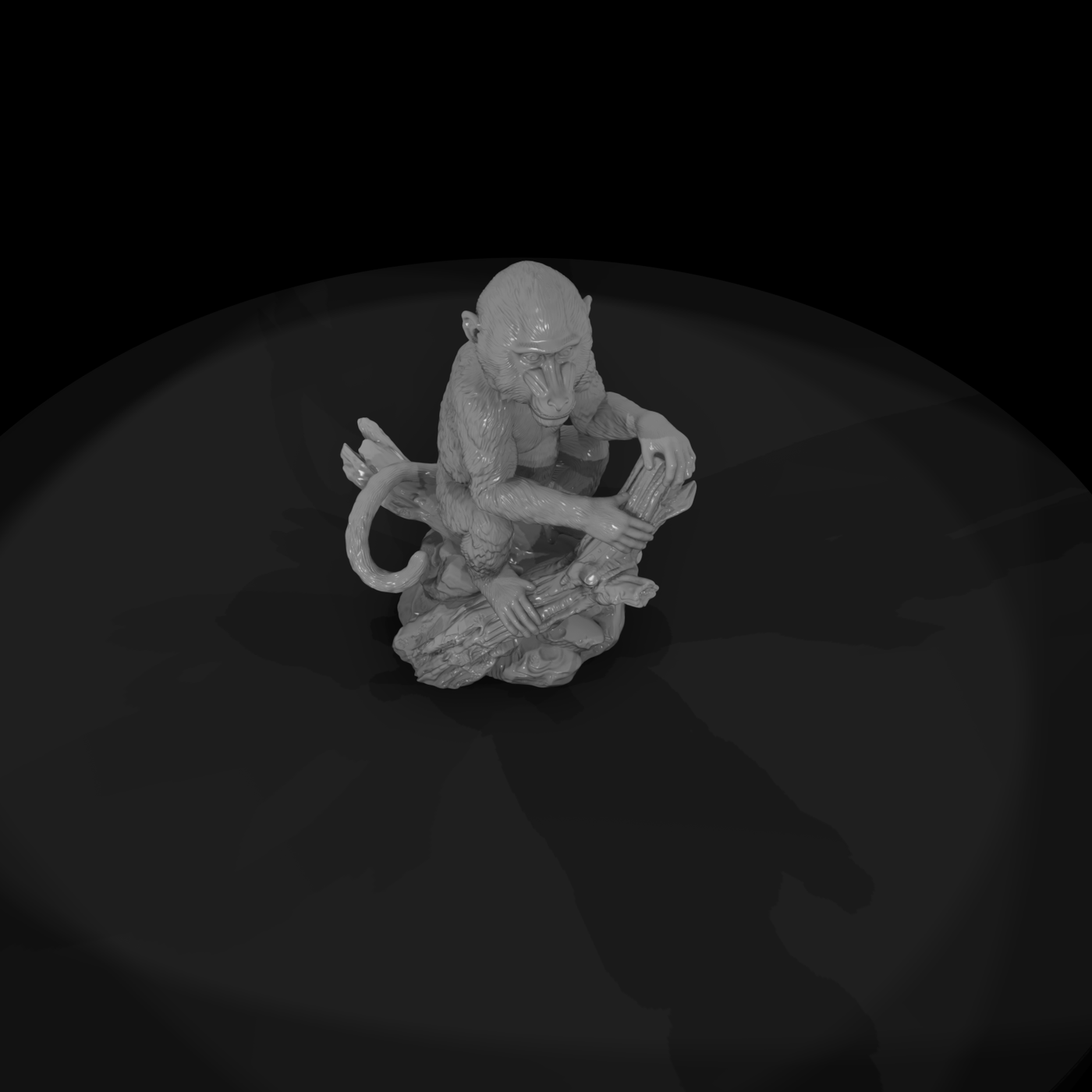 Sitting Mandrill on Stump