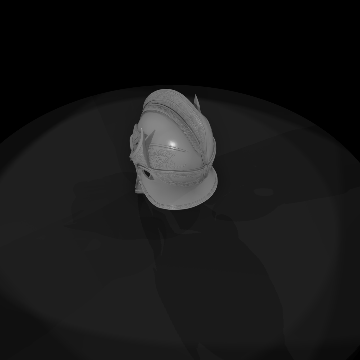 Ornate stylized fantasy knight helmet