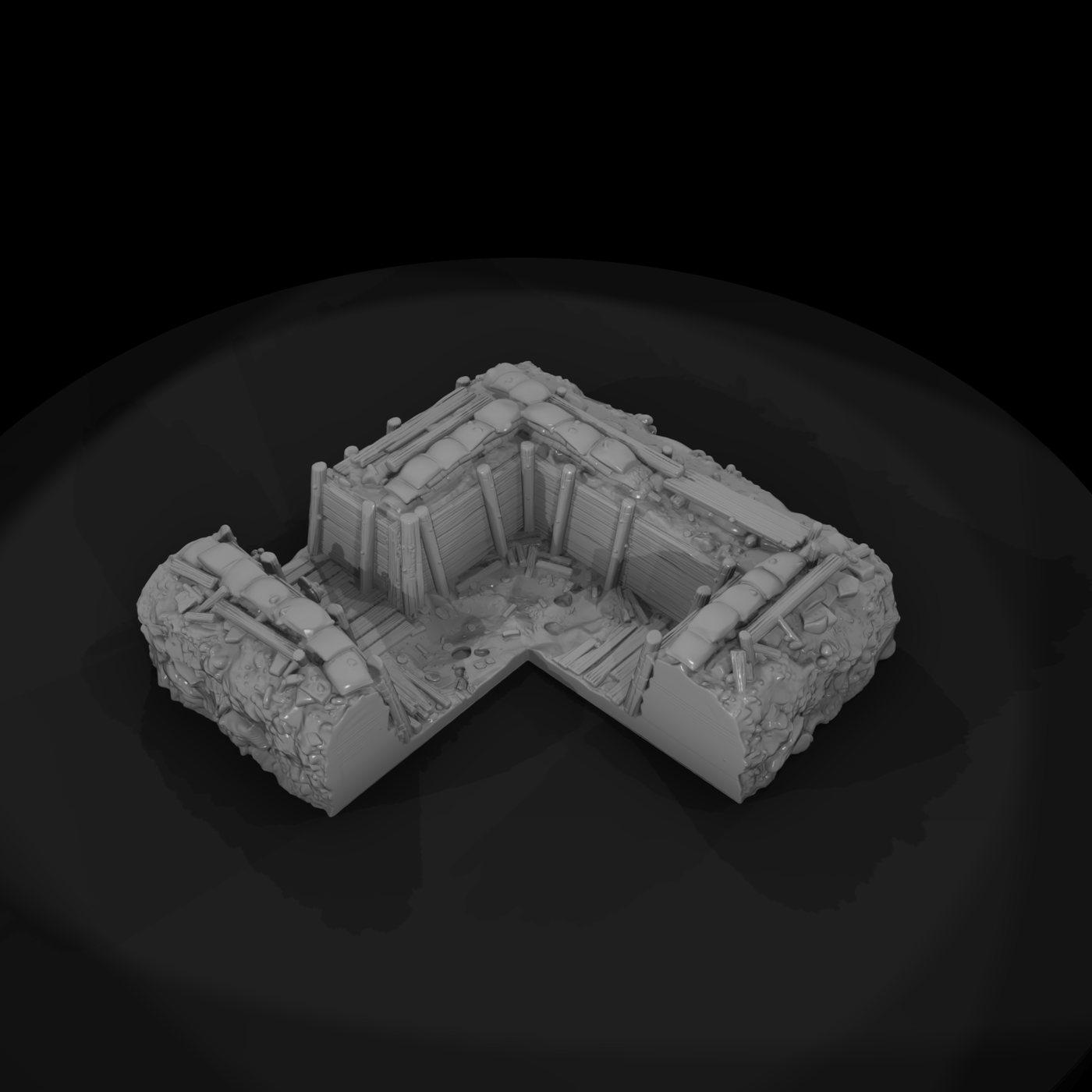 Sandbagged Trench Corner Section