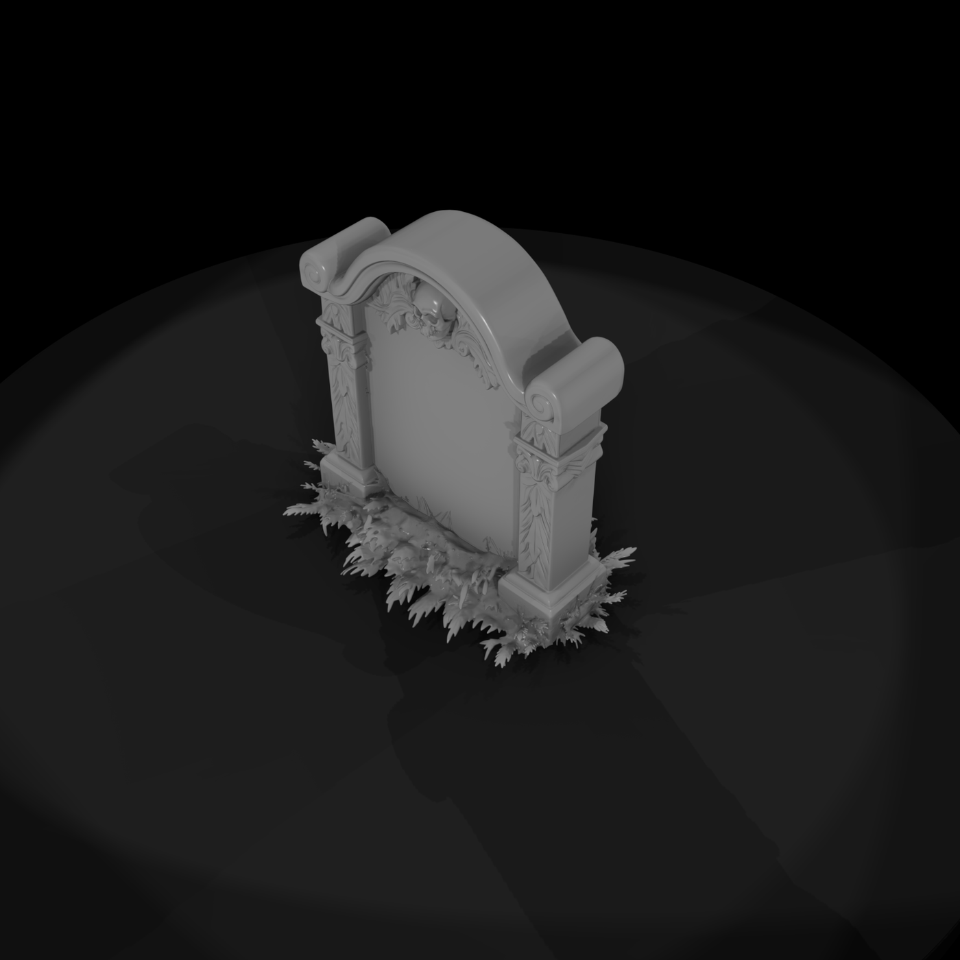 Ornate Skull Headstone Grave Marker