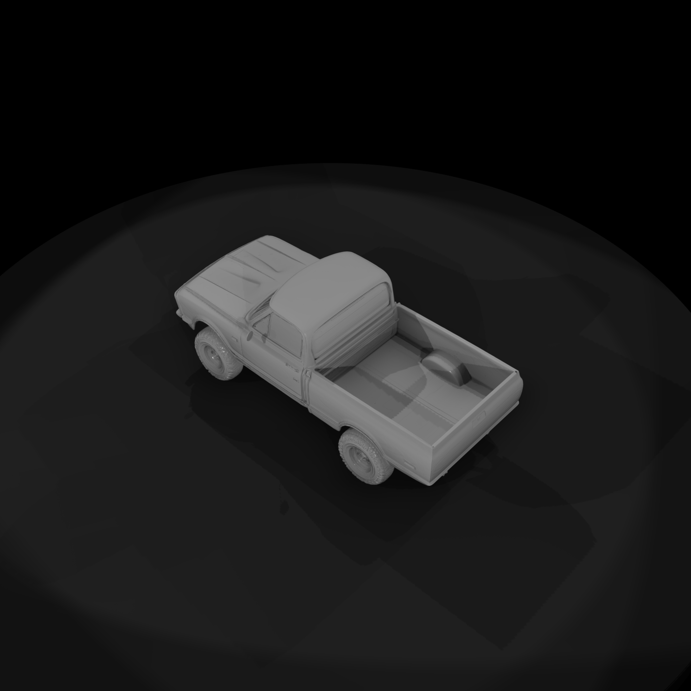 Untextured Lifted 1968 Chevy C10 Pickup 3D Model D
