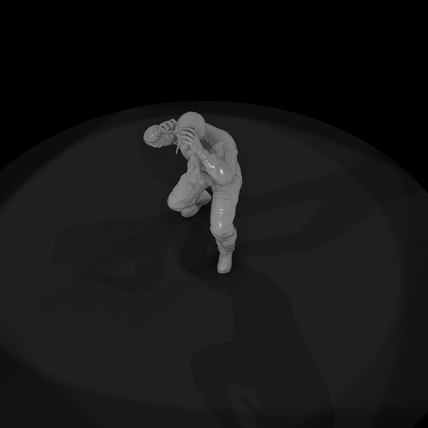 WWII Pilot Figure (Flight Suit, Kneeling)