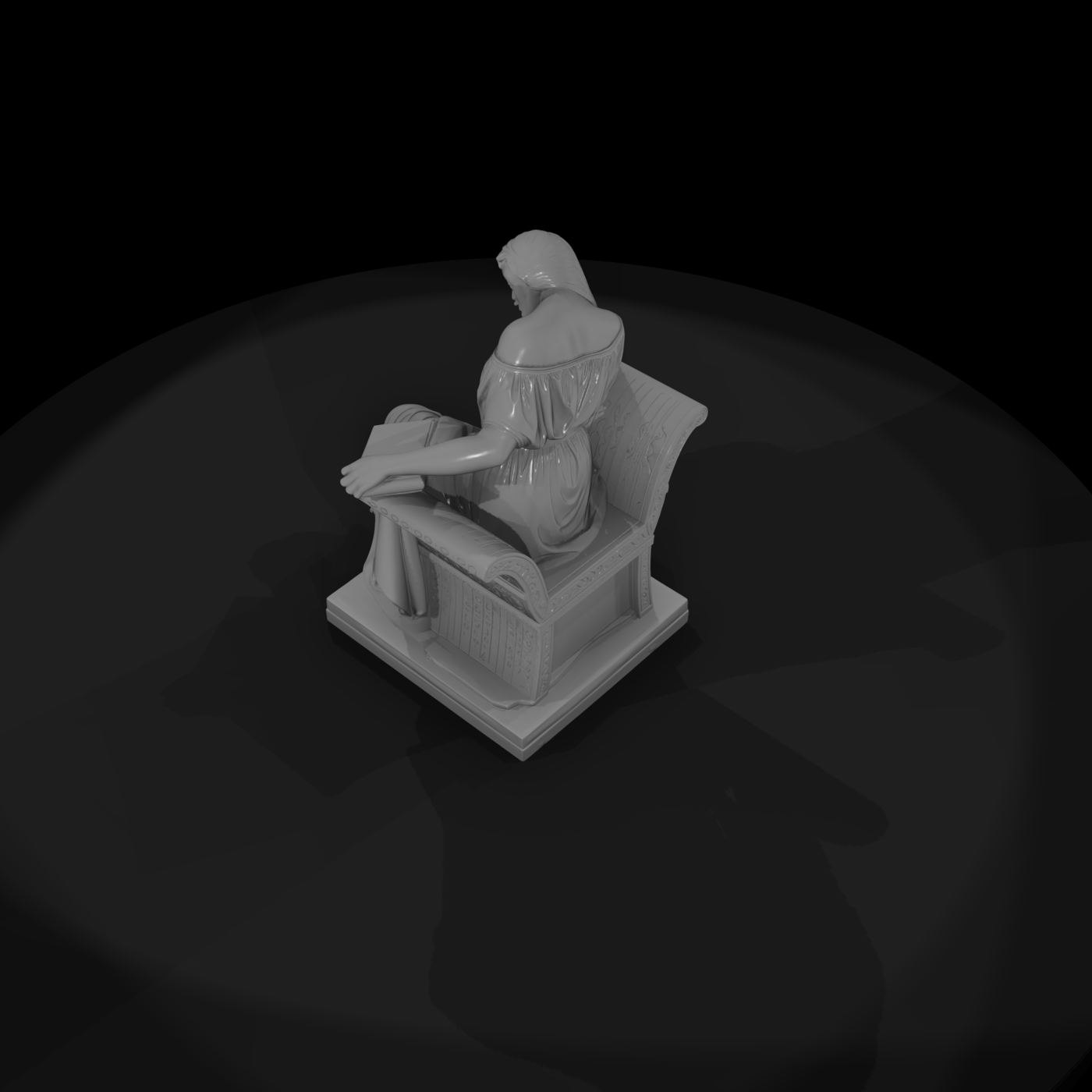 Neoclassical Seated Woman Reading Statue