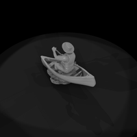 Wooden Canoe with Paddler — thumbnail 7