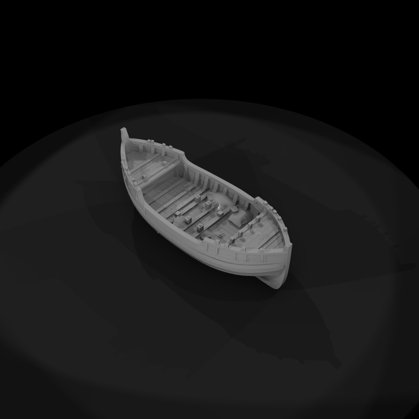 Damaged Wooden Rowboat