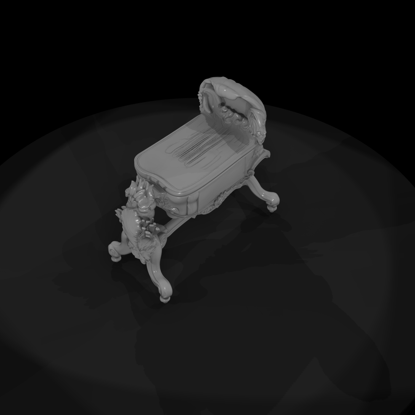 Rococo carved vanity bench