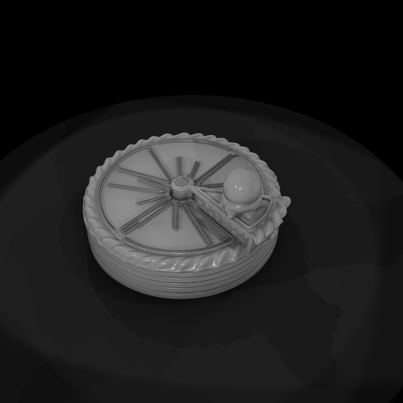 Stylized Pie Cake with Ice Cream Topper