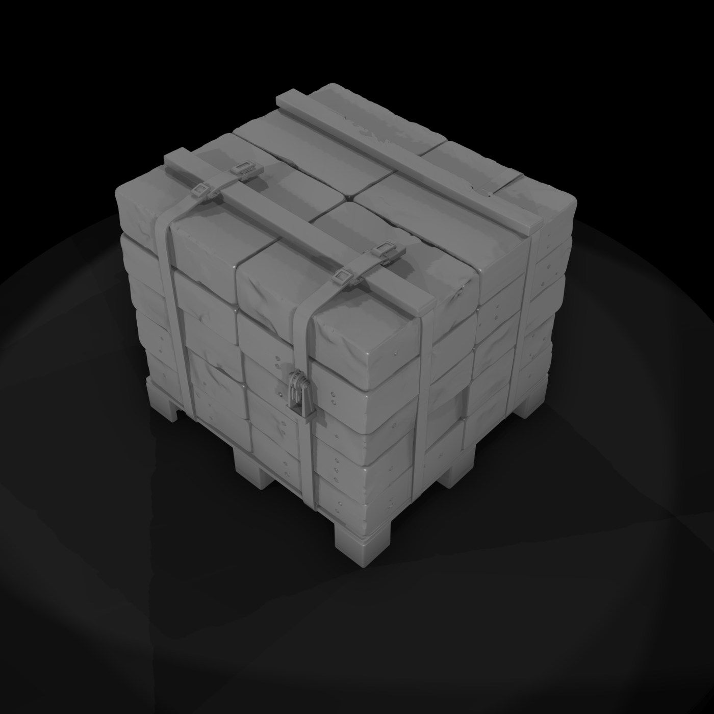 Stylized Industrial Stone-Paver Cargo Crate