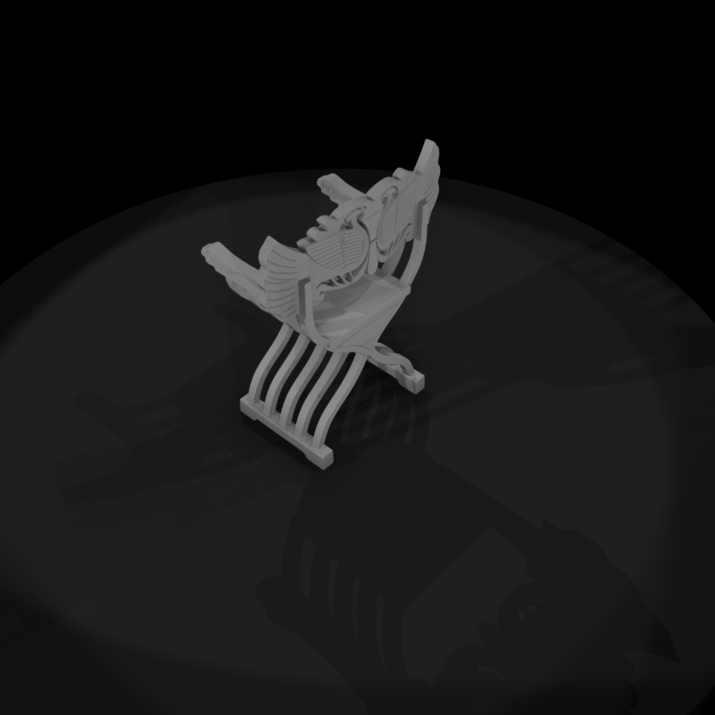 Medieval carved winged armchair