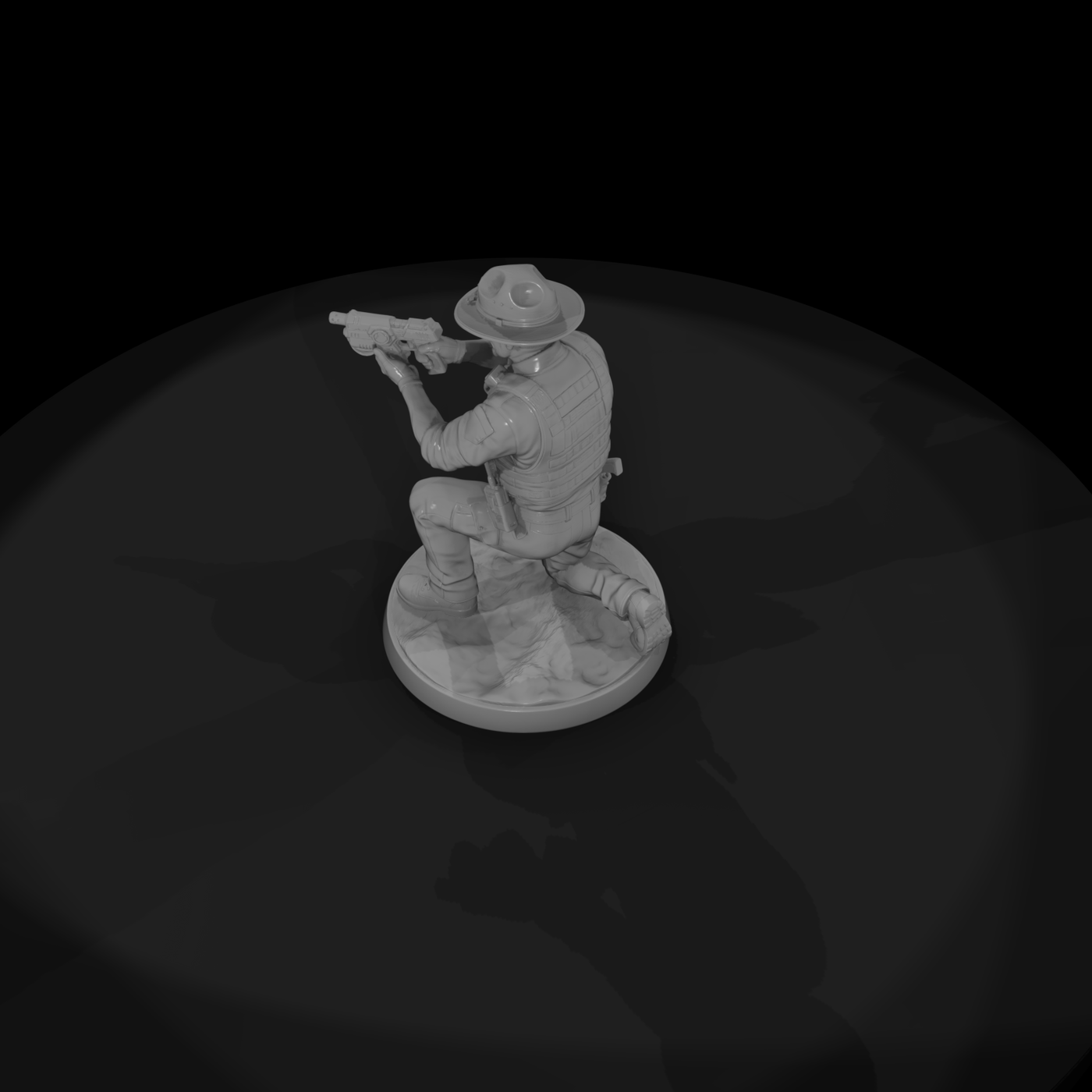 Frontier Lawman Kneeling with Energy Pistol